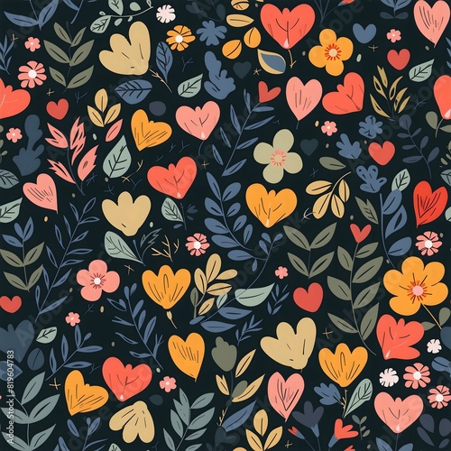 Floral and heart patern