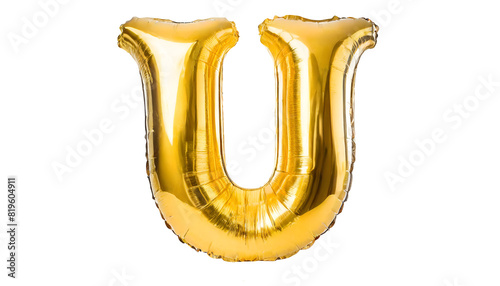 Realistic letter u made of golden balloon photo