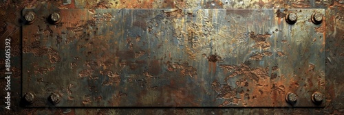 Metal Signs. Grunge Texture Metal Plate on Old Rusty Wall Background photo