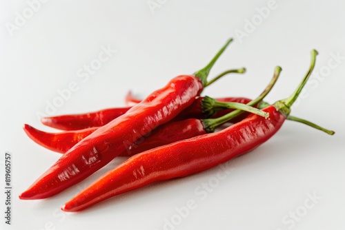 Chili Ingredient. Macro Shot of Fresh Mexican Peppers Isolated on White Background photo