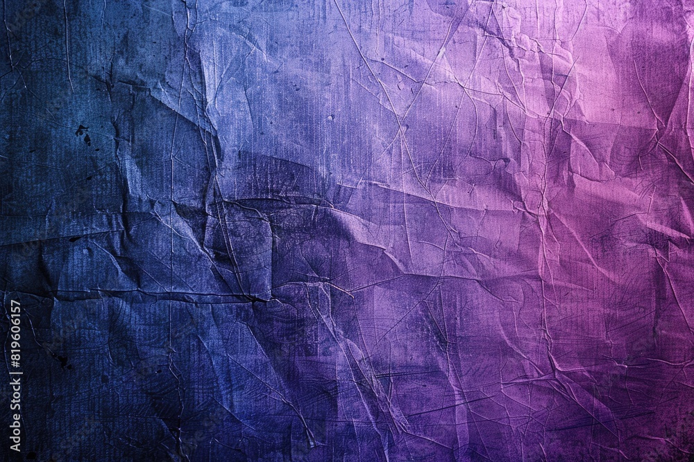 Light Grunge. Dark Creased Worn Layer with Blue and Purple Colors and Light Flare Grain
