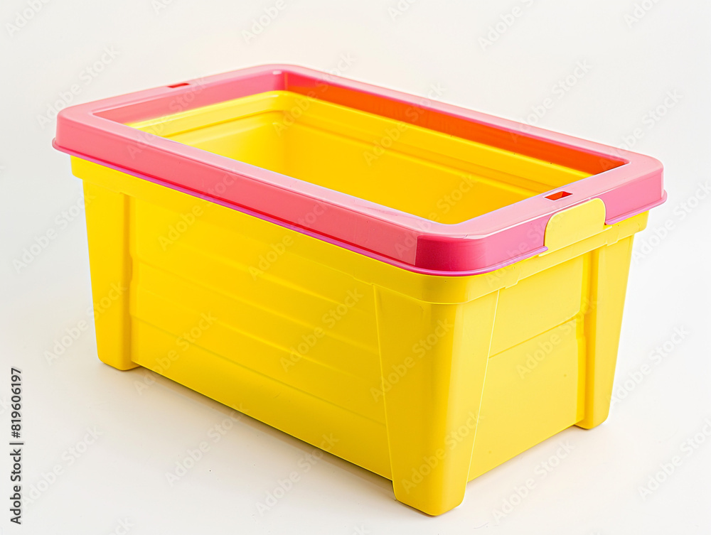 A plastic container with a lid. It is empty. The container is square. A plastic container with a lid. It is empty. The container is square.