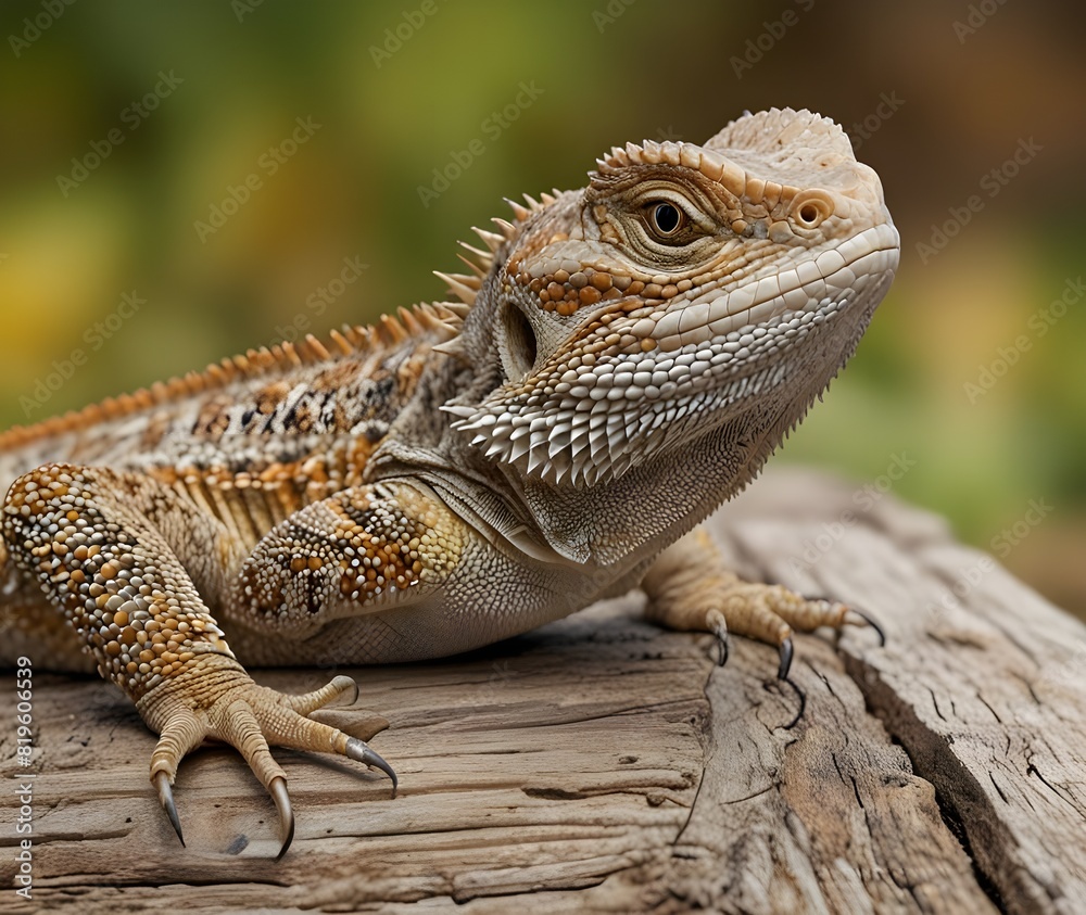 Fototapeta premium common bearded dragon (Pogona barbata) on wood