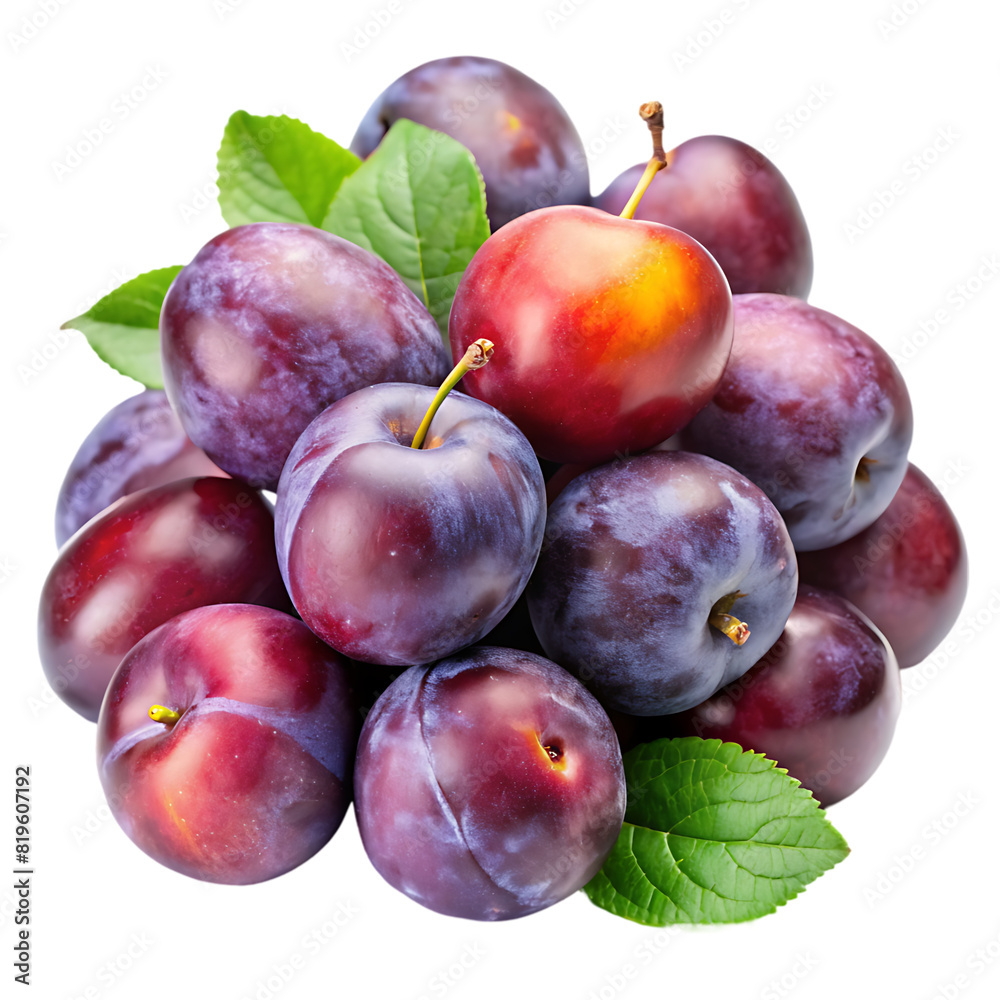 Fototapeta premium ripe plums on transparent background