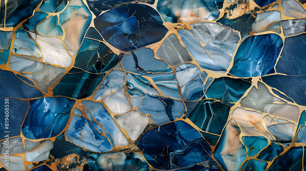 Alcohol ink art, Mixing liquid paints, Modern, abstract colorful background, wallpaper, Marble texture, translucent colors, A close up of a blue and gold marble surface.