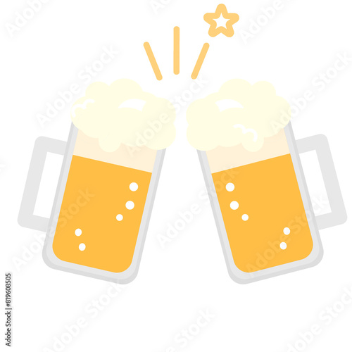 Quadro su tela 生ビール　ジョッキビールで乾杯　イラスト