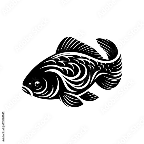Distinctive Carp Silhouette Ideal for Marine and Coastal Themes - carp illustration

