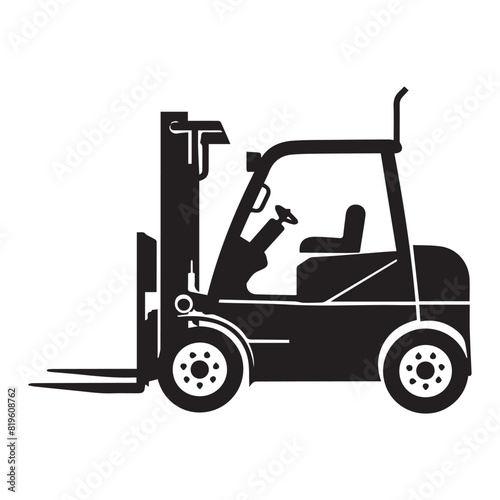 Black simple forklift logo icon, vector illustration on white background