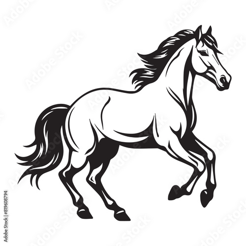 Black simple horse icon logo design, vector illustration on white background