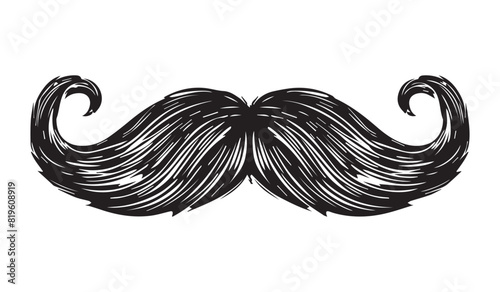 Simple minimalistic moustache icon, vector illustration on white background photo