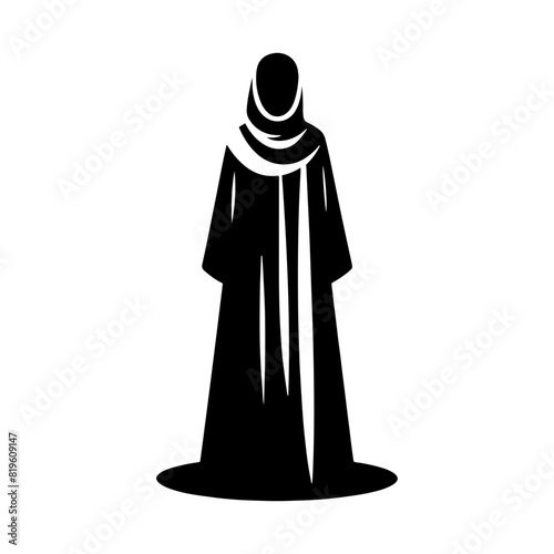 Elegant Abaya Silhouette: Minimalist Abaya Vector Designs- Highlighting Graceful Flow and Cultural Heritage of Traditional Middle Eastern Garments- Abaya Illustration