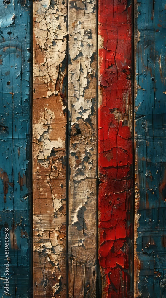 Flag of the city of Rome on dry wooden surface, cracked with age, It seems to flutter in the wind, Vertical mobile phone wallpaper with municipal symbol, Old wood ,Hard sunlight with shadows
