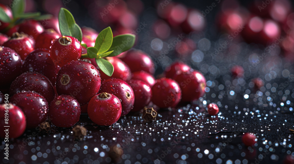 A clean, white surface dotted with the tiny, intense red berries of pink peppercorns