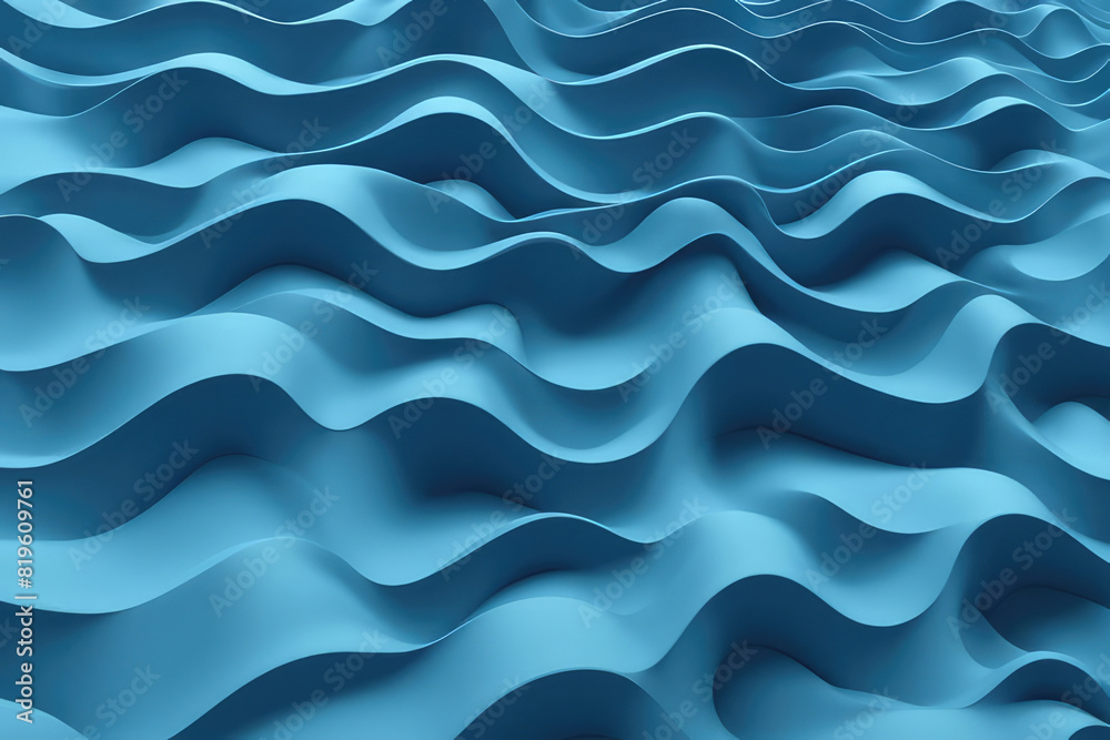 Three dimensional render of blue wavy pattern