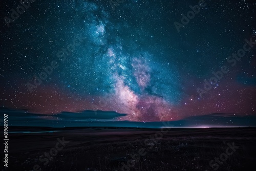 Starry Night Sky Over Open Field