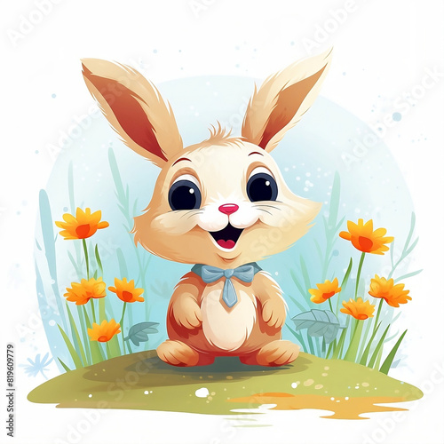 cute rabbit happy in nature