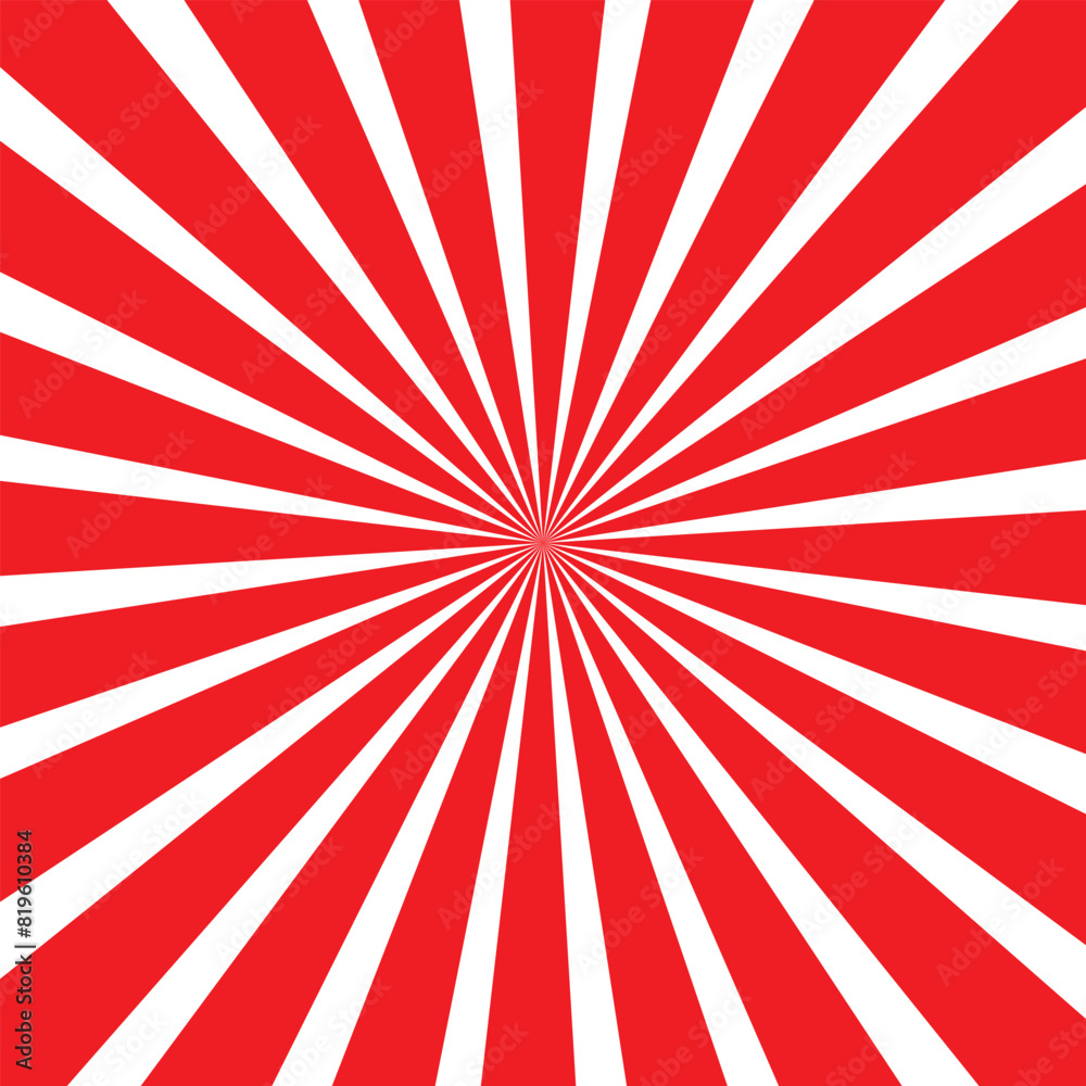 Japan flag. Sun japanese pattern. Red-white sunrise background. Asian kamikaze texture. Tokyo sunlight. National japanese background. Sunburst pattern. vector illustration. Eps 10 