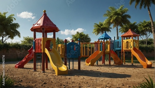 Wallpaper Mural photo of children's play area in the park made by AI generative Torontodigital.ca