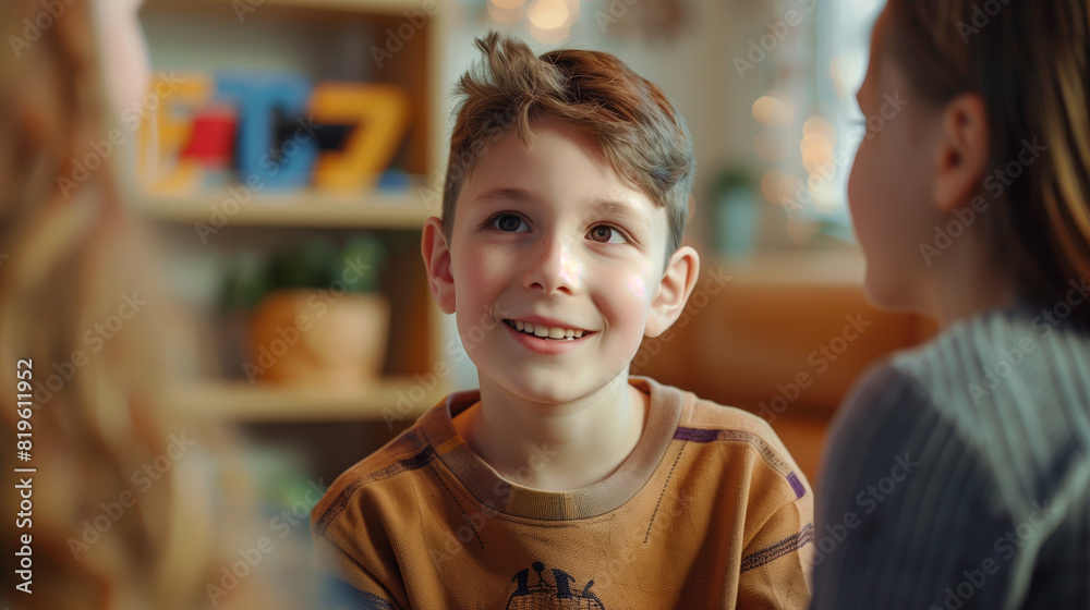 A joyful autistic boy engaging in therapy with a school tutor, learning and having fun together. Capturing the essence of special education, support, and positive development. A joyful autistic boy engaging in therapy with a school tutor, learning and having fun together. Capturing the essence of special education, support, and positive development.