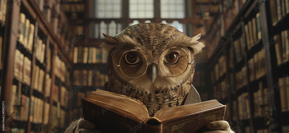 A person with the head of a wise old owl, wearing round spectacles, is engrossed in writing complex equations on a massive chalkboard in a dimly lit, wood-paneled university lecture hall A person with the head of a wise old owl, wearing round spectacles, is engrossed in writing complex equations on a massive chalkboard in a dimly lit, wood-paneled university lecture hall