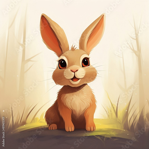 Cute rabbit  in the forest