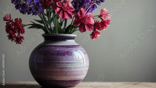 Wallpaper Mural Bouquet of pink and violet flowers in a white jug on a table.
 Torontodigital.ca