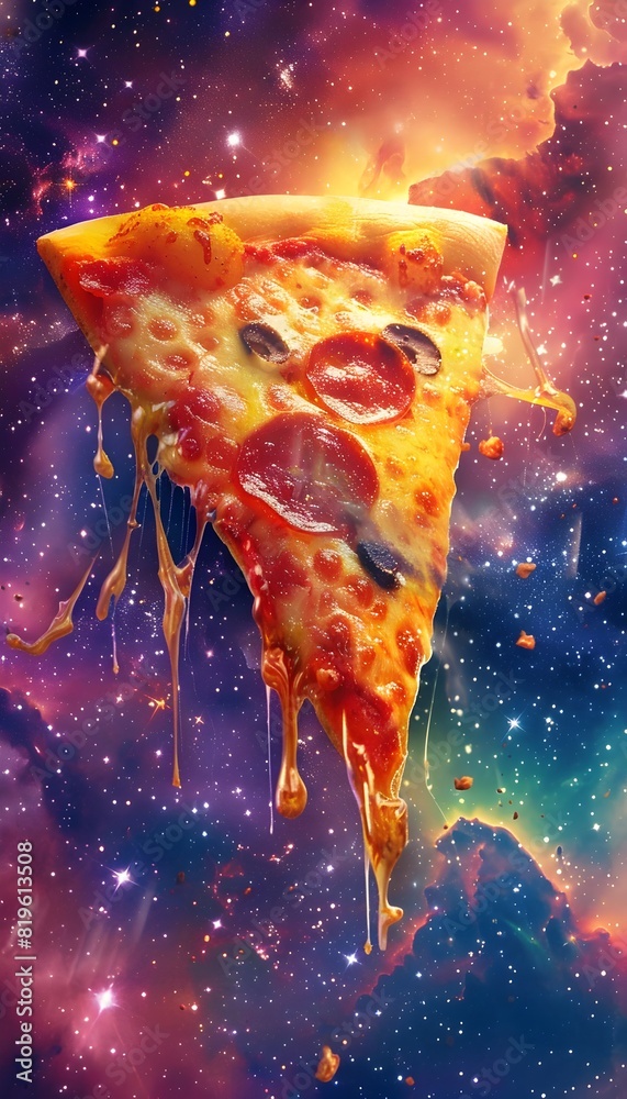 Cosmic Pizza Slice in Vibrant Galactic Atmosphere Cosmic Pizza Slice in Vibrant Galactic Atmosphere