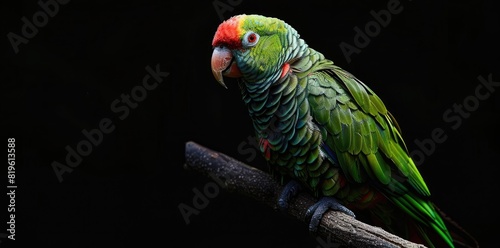Beautiful colorful parrot on black background, detailed photo ,8k, real photography, high resolution