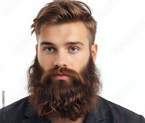 Disheveled brown beard isolated on white. Mens fashion