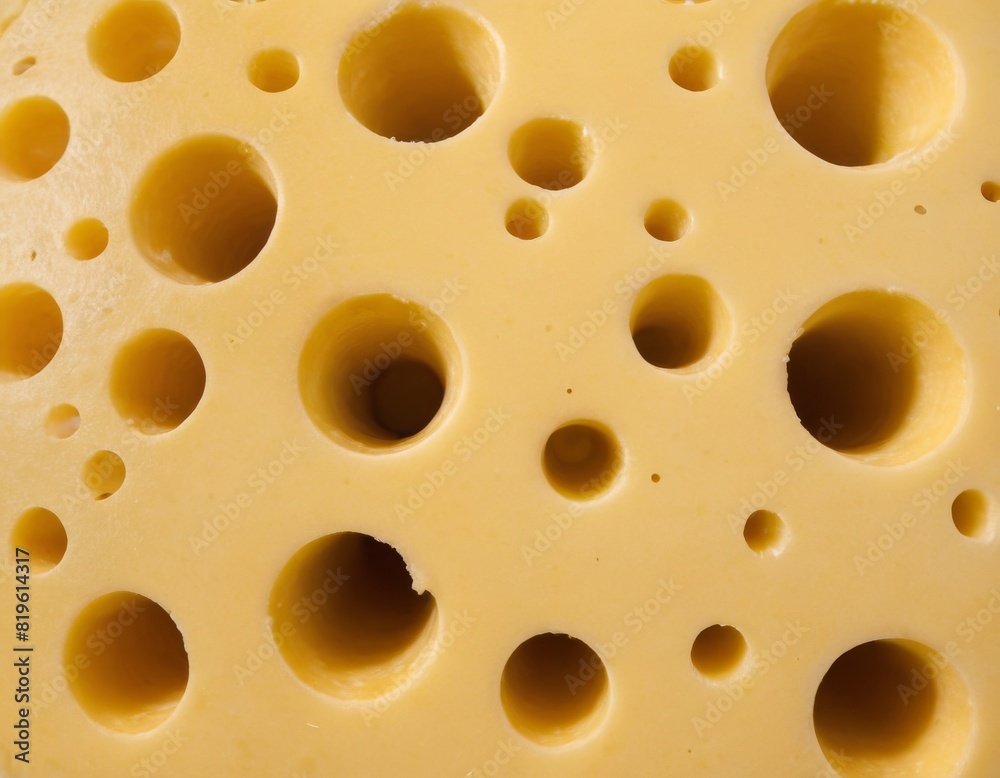 A close up of a yellow cheese with many holes in it A close up of a yellow cheese with many holes in it