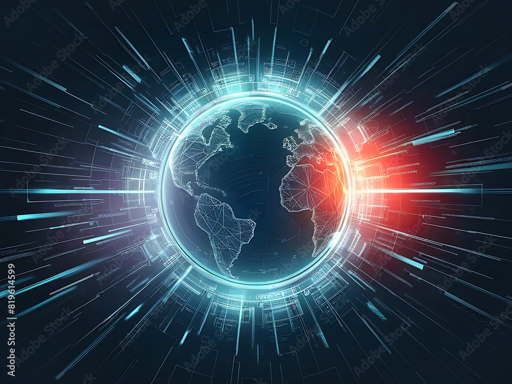 Obraz premium Abstract Background of Ultra-Fast Global Data Transfer and High-Speed Broadband Connectivity