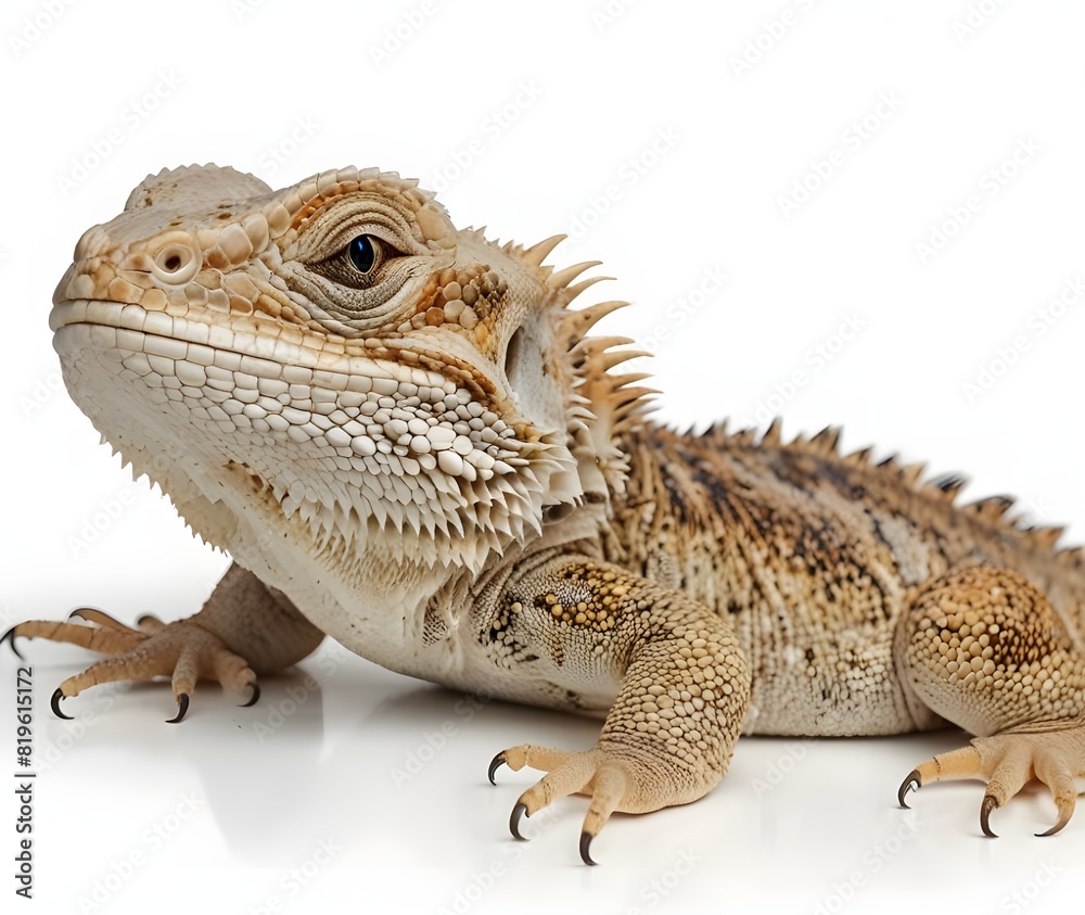 Fototapeta premium Central bearded dragon (Pogona vitticeps) on a white background