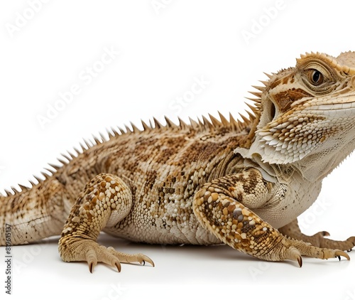 Central bearded dragon  Pogona vitticeps  on a white background