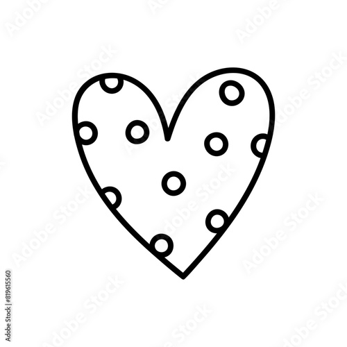 Cute doodle heart isolated on white background. Vector hand-drawn illustration. Perfect for Valentines Day designs, cards, decorations.