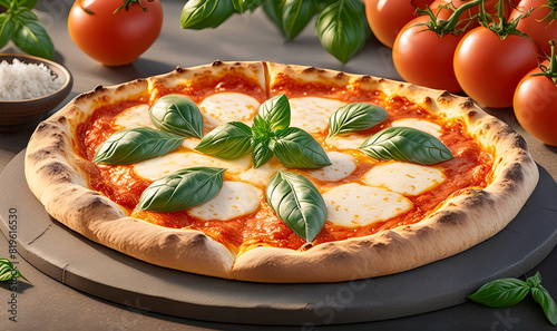 Italian classic pizza Margherita. Pizza dinner