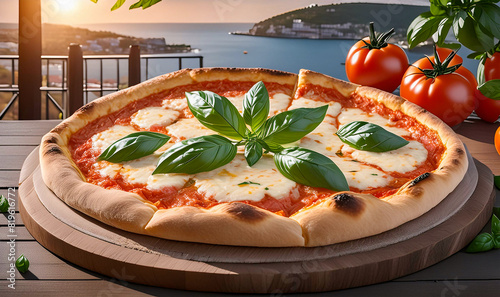 Italian classic pizza Margherita. Pizza dinner