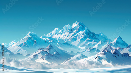 Snow-capped mountain range under a clear blue sky