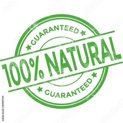 100% Natural organic guaranteed rubber stamp.