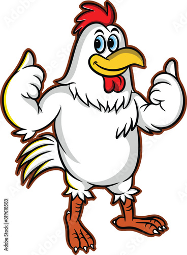cartoon illustration design of rooster giving two thumbs up