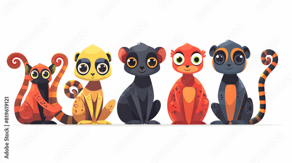 Explore Madagascar s Unseen Wildlife: Lemurs to Chameleons in vibrant 3D Flat Icons. Discover its Diverse Ecosystems and Biodiversity in Cartoon Style. Explore Madagascar s Unseen Wildlife: Lemurs to Chameleons in vibrant 3D Flat Icons. Discover its Diverse Ecosystems and Biodiversity in Cartoon Style.