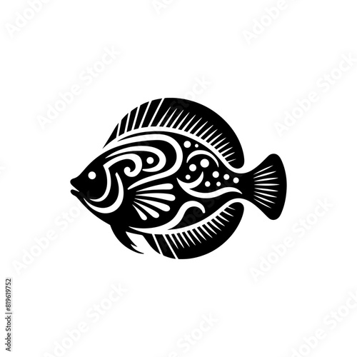 Graceful Flounder Silhouette: A Minimalist Tribute to Marine Majesty - minimallest flounder vector

