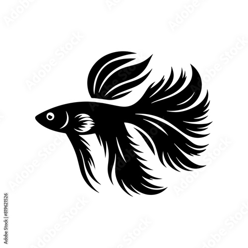 Whimsical Guppy Silhouette - Delightful Dance of Marine Life - guppy illustration
