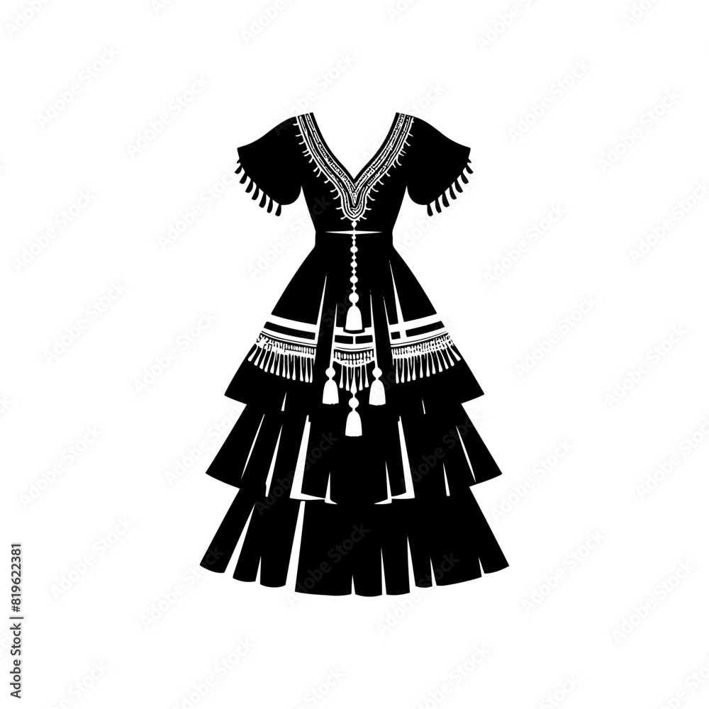 Obraz premium Boubou Silhouette: Elegant Vector Art Showcasing the Flowing Beauty and Cultural Significance of West African Traditional Attire- Minimalist Boubou Vector- Boubou Illustration.