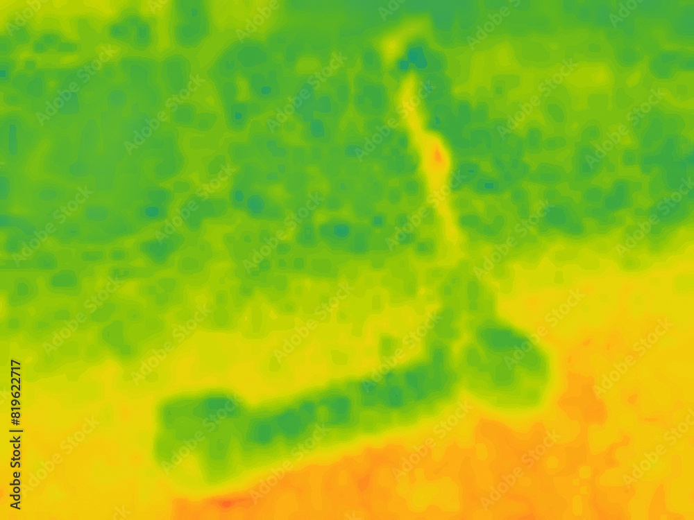 children's scooter.Image from thermal imager device. children's scooter.Image from thermal imager device.