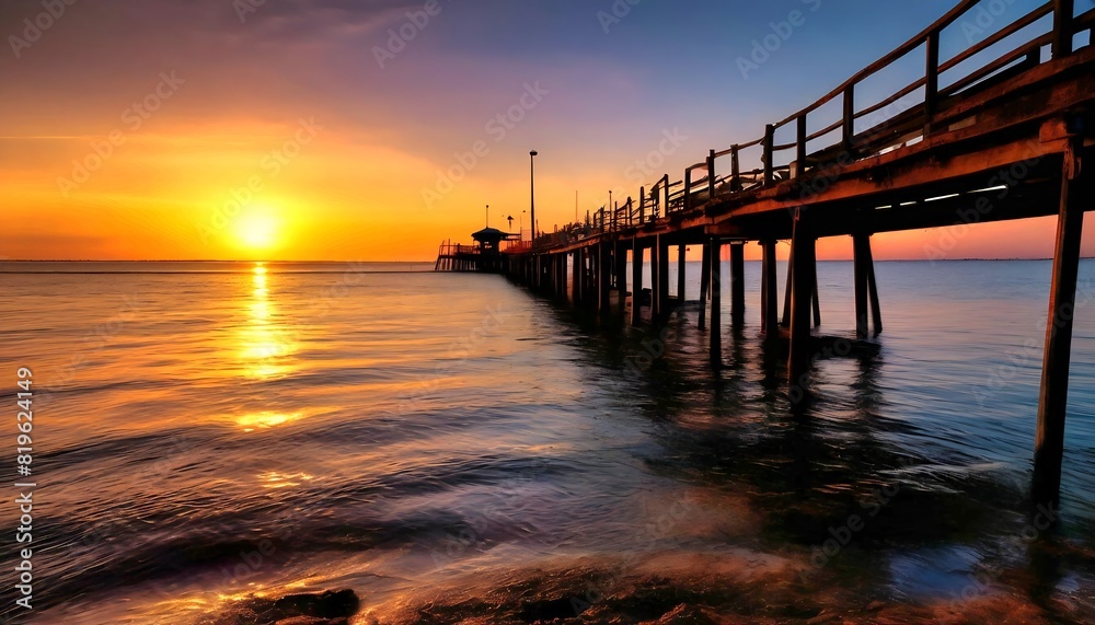 Abstraktion alte Anlegestelle und Sonnenaufgang. Hintergrund für das Design 2. Abstraktion alte Anlegestelle und Sonnenaufgang. Hintergrund für das Design 2.