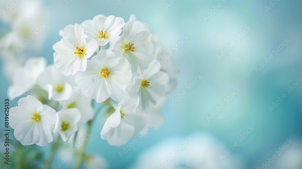 Joyful Background: Spring Floral Blossoms on a Light Blue Romantic Template Joyful Background: Spring Floral Blossoms on a Light Blue Romantic Template