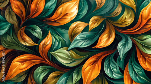 Abstract illustration of colorful leaves