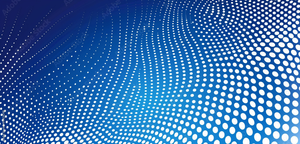 Modern halftone blue, white dots create cool-toned abstract pattern. Modern halftone blue, white dots create cool-toned abstract pattern.