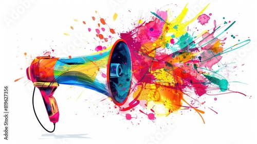 Scream Illustration. Megaphone in Vibrant Colors for Creative Communication Concept