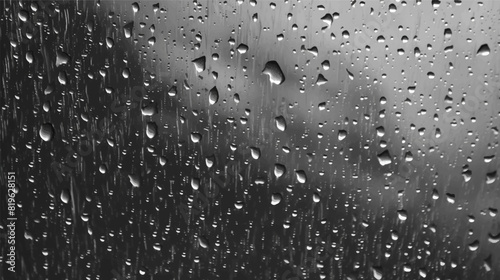 Black wet background raindrops for overlaying on transparent window, concept of rain weather seasonal, background of drops of water rain on glass transparent